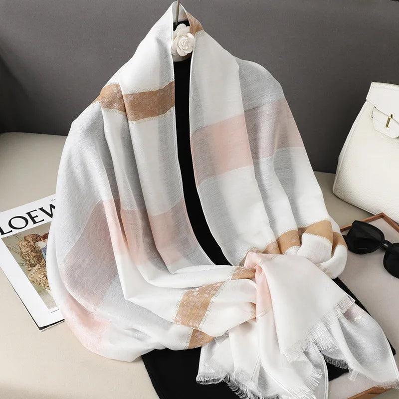 Tassel Blanket Design Thick Pashmina New Winter Warm Shawl Wrap Cashmere Scarf Women Neckerchief Poncho Stoles 2024