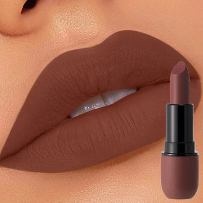 Nude Brown Matte Lipstick Makeup Waterproof Lasting Cosmetics Sexy Purple Red Velvet Lipsticks Tinted Non-stick Cup Lip Stick