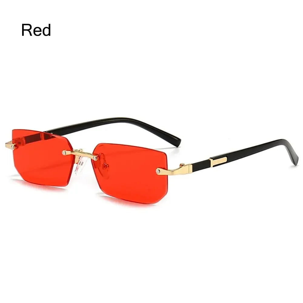 Women & Men Retro UV400 Protection Rimless Rectangle Cycling Sunglasses Y2K Shades Frameless Sun Glasses