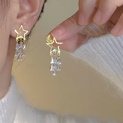 2023 New Luxury Brand Long Tassel Drop Earrings for Women D Letter Crystal Snake Chain Fashion Shiny Jewelry