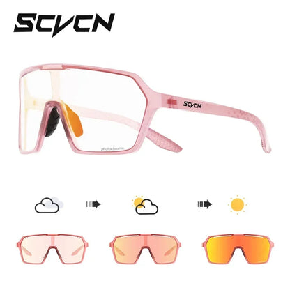 SCVCN Color Photochromic Cycling Glasses UV400 Sunglasses for Men Women Driving Glasses MTB Road Bike Sport Eyewear Running