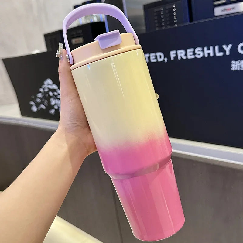 Hot Sale Large Capacity Vacuum Thickened Progressive Color Cup Stainless Steel Thermos Cup Water Cup Portable Accompanying