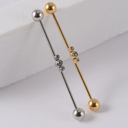 1PC Stainless Steel Industrial Barbell Long Bridge Micro Insert Zircon Earring Transversal Women Ear Piercing Jewelry 16G