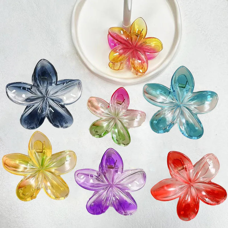 AISHG Gradient Flower Hair Claw Clips Non-Slip Hair Clips for Women Cute Shark Clips Hawaiian Hair Flower Clip Large Plumeria