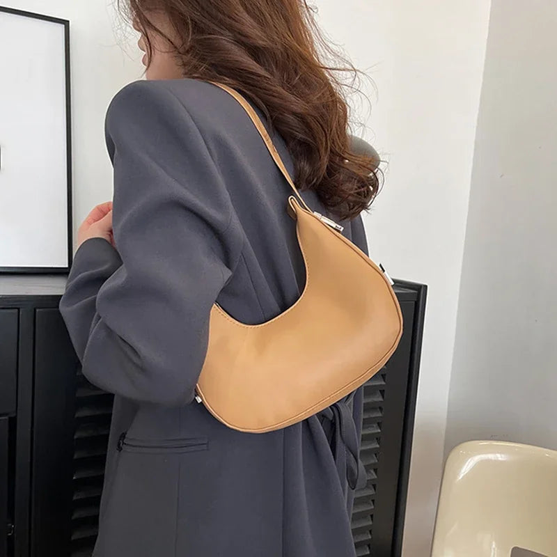 Fashion PU Leather Underarm Bags Women Clutch Handbags Single Shoulder Bag Ladies Trendy SimpleBag Female Totes