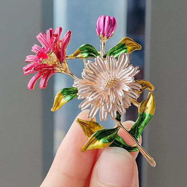 Classic Enamel Daisy Flower Brooches Women's Clothes Dress Lapel Pins Trendy Wedding Bouquet Brooch Ladies Luxury Jewelry Gifts