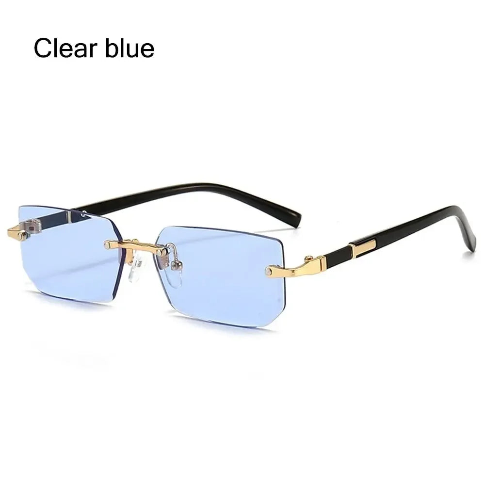 Trendy Rimless Sunglasses for Men Women Fashion Frameless Rectangle Sun Glasses Retro Shades Summer Traveling Eyewear UV400