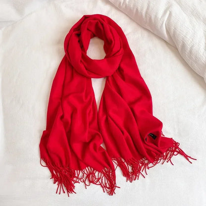 Solid Colors Cashmere Feel Scarfs for Women Winter Keep Warm Pashmina Scarfs Wraps Blanket Bufanda Women Scarves Stoles Foulard