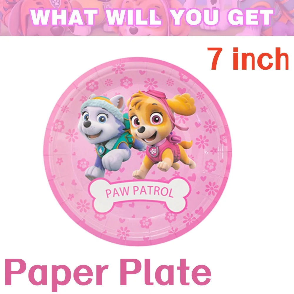 Pink Paw Patrol Skye Birthday Party Decorations Skye Foil Latex Balloons  Tableware Plate Backdrop For Kids Girls Party Supplies