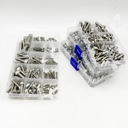 420/210/180/110/75PCS 304 Stainless Steel Allen Hexagon Hex Socket Cap Head Screw Bolt and Nut Set M2 M2.5 M3 M4 M5 M6 M8 Kit