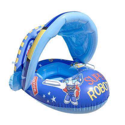 Infant Baby Float Swimming Seat Circle Inflatable Pool Swimming Ring Baby Water Seat with Sunshade Summer Beach Party Toys