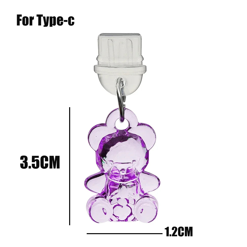 Cute Cartoon Bear Phone Dustplugs Type C/IOS Silicone Dust Plug Mobile Phone Charging Port Stopper Cap for Iphone Xiaomi Samsung