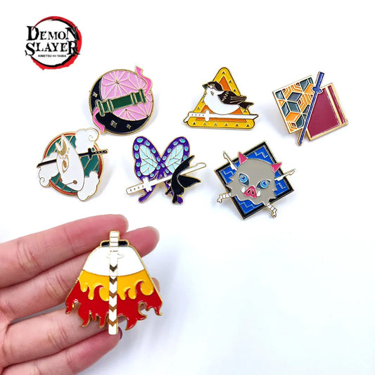 Japan Anime Badge Demon Slayer Enamel Brooch Rengoku Kyoujurou Cloak Design Badge Backpack Clothes Hat Lapel Pins Gifts for Fans