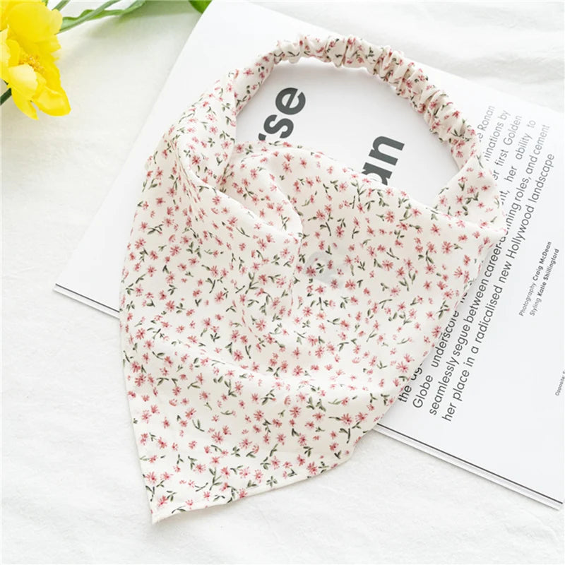 New Boho Triangle Bandanas Cotton Floral Print Elastic Hair Bands Headband Hairband Scrunchies Hair Scraf Girls Hair Accessories