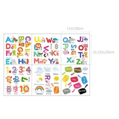 6pcs Wall Decals Alphabet Animal Stickers Abc Sticker Wallpaper Room Decal Cartoon Removable Nursery Kids Playroom Diy Classroom