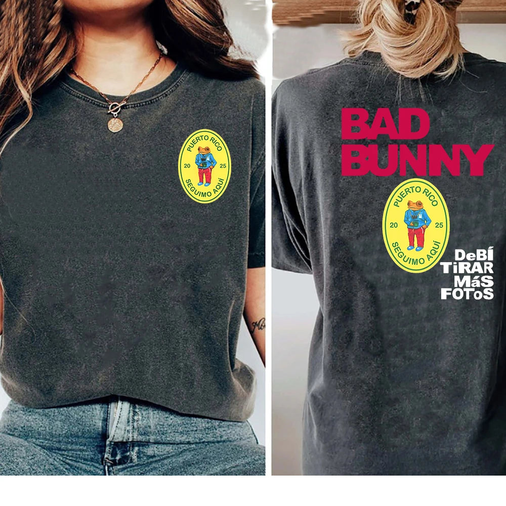 100% Cotton Tee Shirt BAD BUNNY 2025 New Album T Shirts DTMF Debí Tirar Más Fotos Men/women TShirt Oversize Mineral Wash Tops