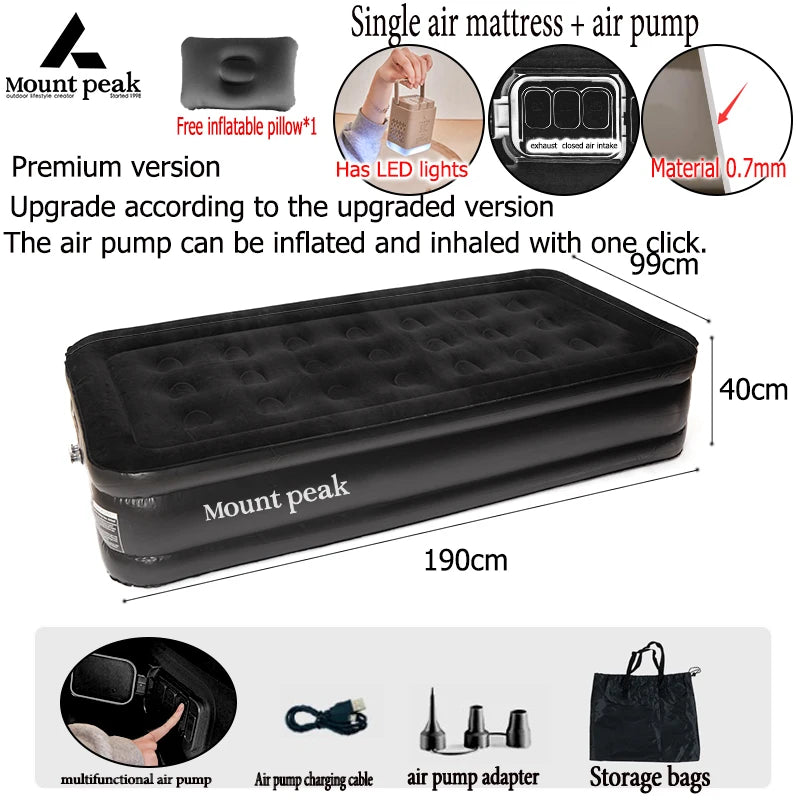 Interior Air Mattress Glamping Mats PVC Inflatable Sleeping Mattress Luxury 2 Person Camping Bed Mat Built-in Pump Thicken Mat