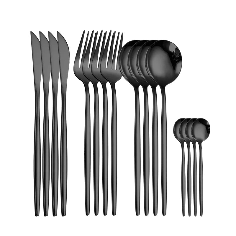 Tableware Black Silverware Cutlery Set 304 Stainless Steel Luxury Dinner  Drop ship Dinnerware Home Fork Spoon Knife Kitchen