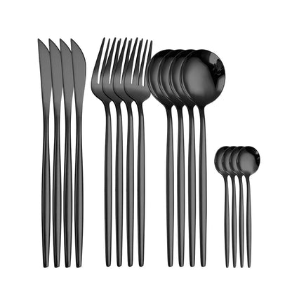 Tableware Black Silverware Cutlery Set 304 Stainless Steel Luxury Dinner  Drop ship Dinnerware Home Fork Spoon Knife Kitchen