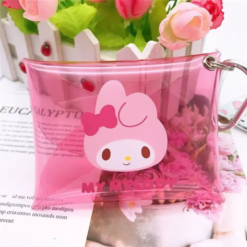 Hello Kitty Coin Pouch Cute Purse Mini Wallet Zipper Sanrio Kuromi Lipstick Kawaii Bag Keychain Clear Clutch Card Holder Gifts