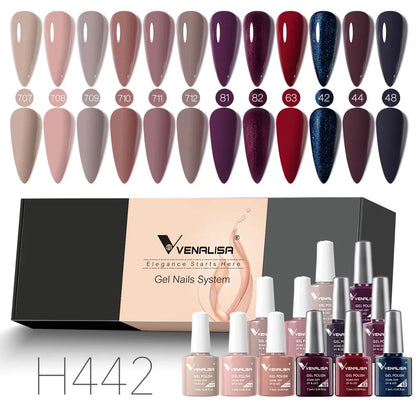 Venalisa Nail Gel Polish Kit Christmas Gift Winter Color Collection Semi Permanent New Learner Nude Pink Nail Varnish Set