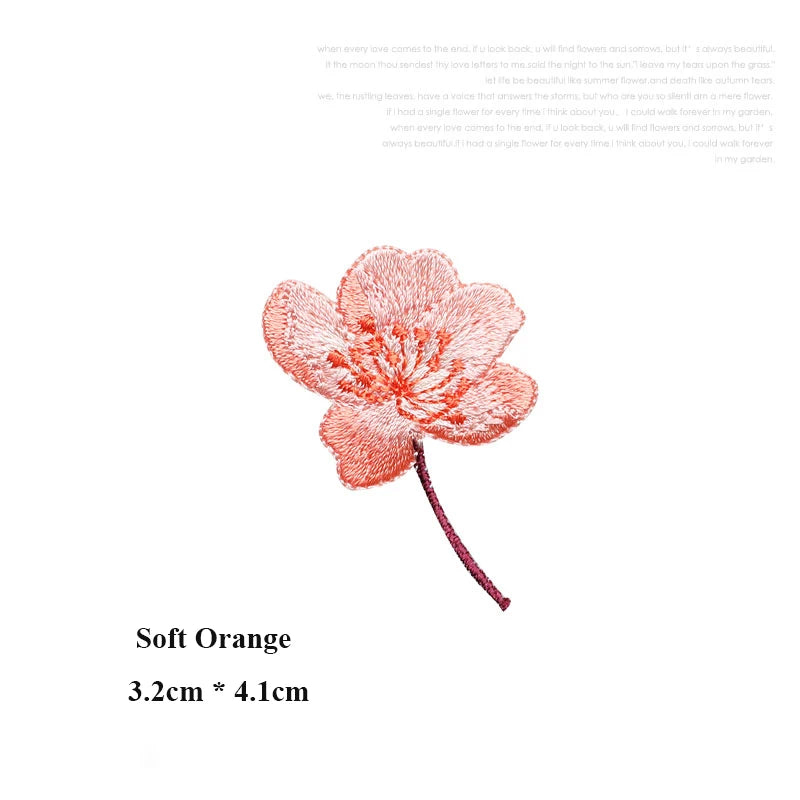 Small Begonia Blossoms Flower Patch Iron on Applique Floral Patch for Clothes Fabric Iron to Stick DIY Coat Jeans Accessories