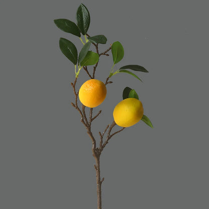 High quality Lemon fruit branch with green leaves Artificial flowers house table decor flores artificiales Photo Props