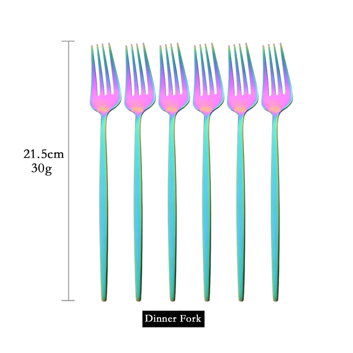 Green Gold 6Pcs Dinner Fork Tableware Dinnerware Stainless Steel Silverware Kitchen Party Flatware Matte Black Cutlery Set