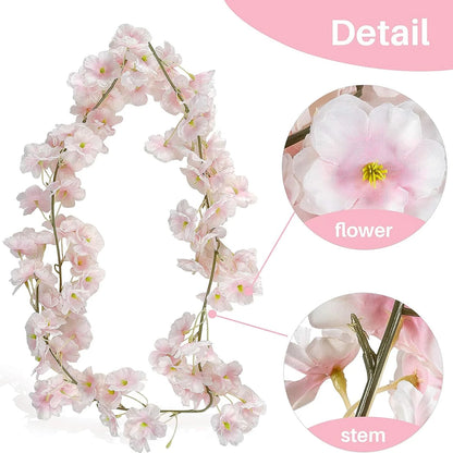 180CM Artificial Sakura Flowers Vine Wedding Garden Rose Arch Home Party Decoration Christmas Bridal Fake Silk Scrapbook Plants