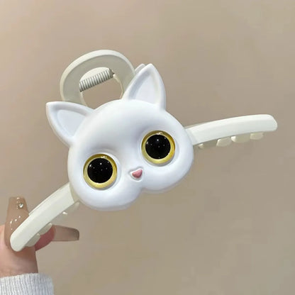 Cute cat large plate hairpin on the back of the woman's head, shark clip grip clip hairpin head