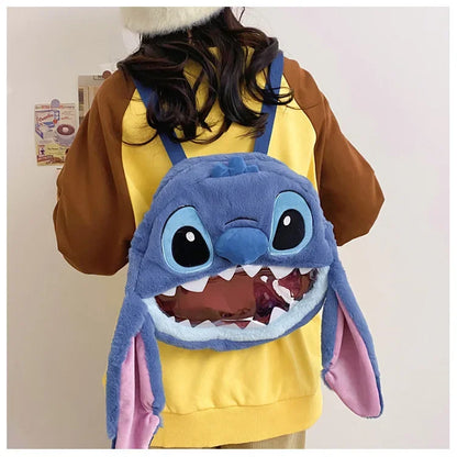 HOT Stitch See-through Bag Plush Doll Backpack Girls Large Capacity Cute Funny Backpack Anime Kawaii Cartoon School Bag Mochila