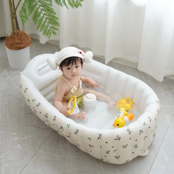 Ins Children Inflatable Bathtub Cartoon Manual Inflatable Baby Bath Indoor Kids Swimming Pool Portable Newborn Shower Products