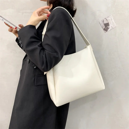 Fashion Leather Tote Bag For Women 2025 Tend Female Simple Large High Capacity Shoulder Side Bag Handbags And Purses