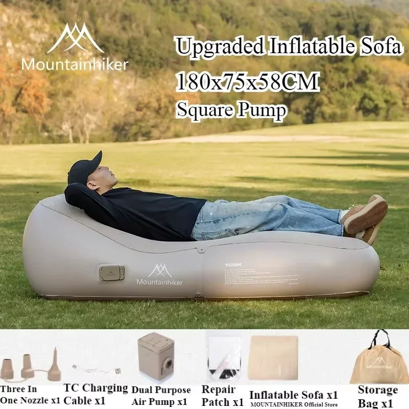 MOUNTAINHIKER Fast Inflatable Air Sofa Bed Outdoor Portable Air Mattress Lazy Camping Automatic Inflatable Sleeping Mat Uptaded