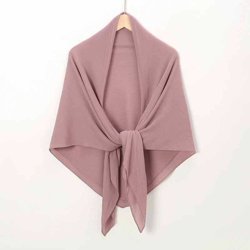 Plain Oversized Crinkle Square Bubble Chiffon Instant Hijab Women's Head Shawl Scarf Muslim Wrinkle Kerchief Solid Ramadan Stole