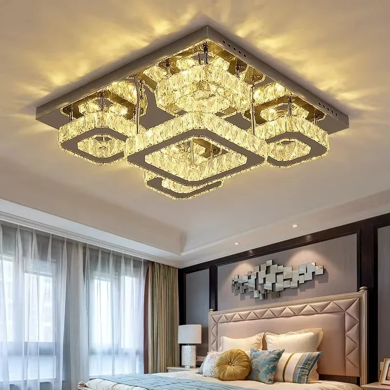 Modern LED Crystal Ceiling Lamp Home Decoration Luxury Crystal Lighting Chandelier Lighting Living Room Bedroom Kitchen Lustre