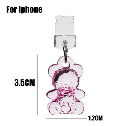 Cute Cartoon Bear Phone Dustplugs Type C/IOS Silicone Dust Plug Mobile Phone Charging Port Stopper Cap for Iphone Xiaomi Samsung