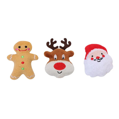 Pet Dog Plush Noise Chewing Toy Santa Elk Gingerbread Man Donut Cat Dog Christmas Series Cartoon Cute Puzzle Supplies