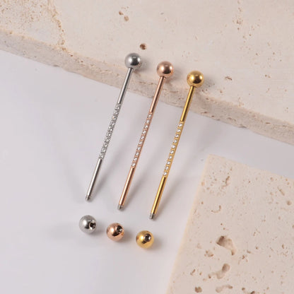 1PC Stainless Steel Industrial Barbell Long Bridge Micro Insert Zircon Earring Transversal Women Ear Piercing Jewelry 16G