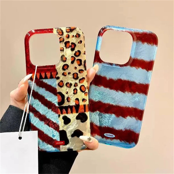 Luxury Laser Y2K Leopard Print Pattern Phone Case for Samsung Galaxy S25 S24 S23 Ultra Plus 5G S21 FE Feather Texture Hard Cover