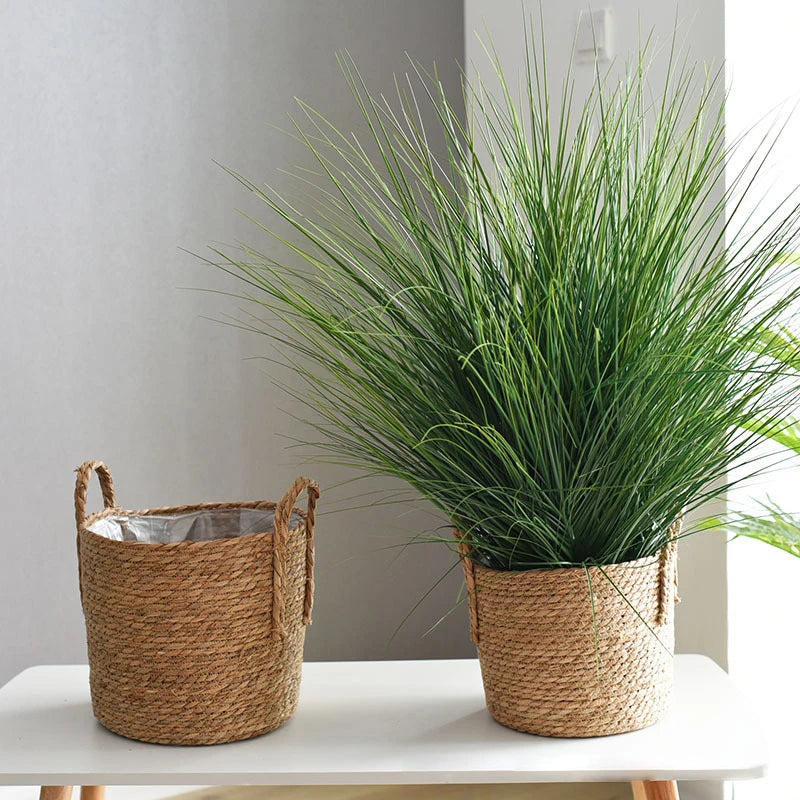 1PC Nordic Handmade Straw Woven Flower Pot Planter Basket Laundry Dirty Clothes Storage Potted Garden Green Plant Flower Holders