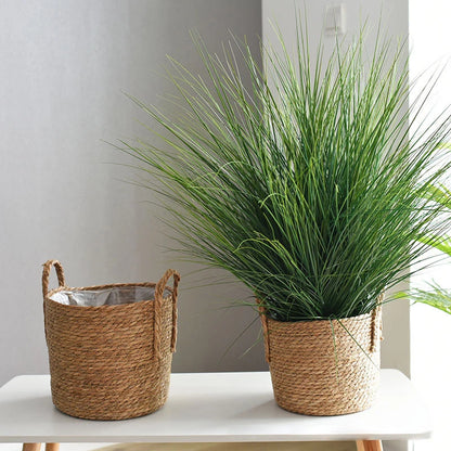 1PC Nordic Handmade Straw Woven Flower Pot Planter Basket Laundry Dirty Clothes Storage Potted Garden Green Plant Flower Holders