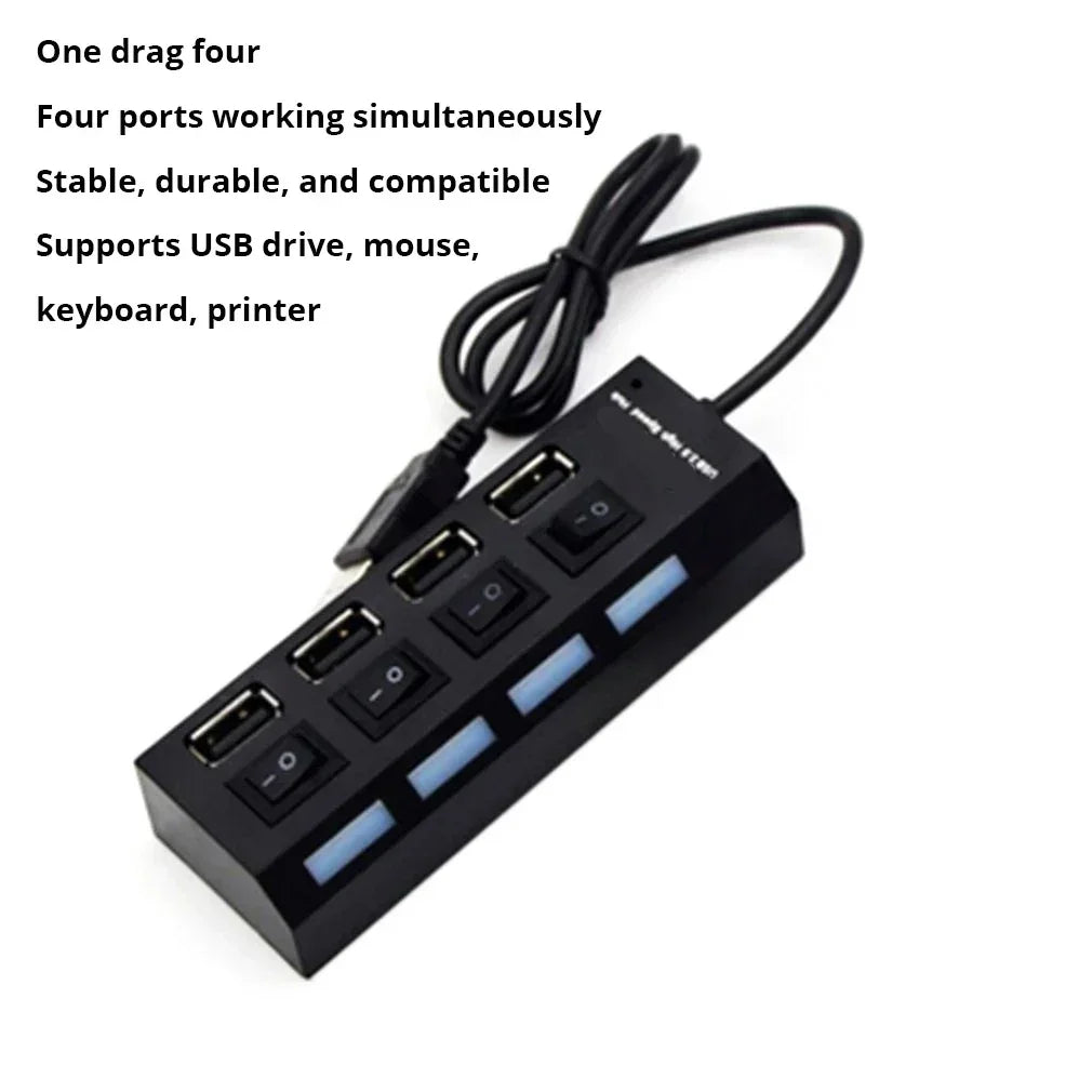 4-Port Usb 2.0 Hub One Drag Four Splitter Hub Plug And Play Mini Small Socket Hub /Usb 4-Port Splitter