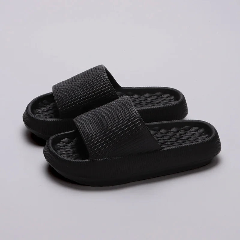 Eva Thick Platform Cloud Slippers Women Soft Sole Pillow Slides 2024 Summer Beach Sandals Woman Non Slip Bathroom Home Shoes