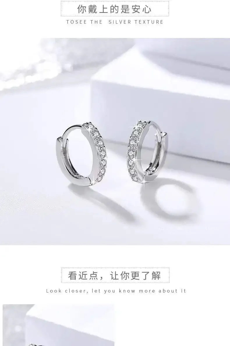 2024 925 Sterling Silver Glossy Hoop Earrings Gold Color Tiny Cartilage Piercing Small Earring Fine Jewelry Accessories