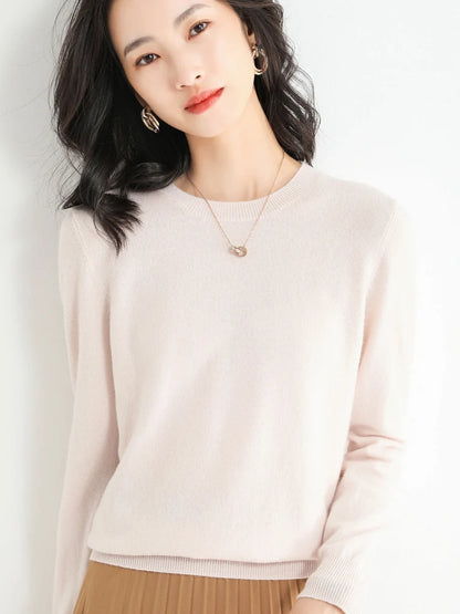 2024 Classic Style Cashmere Pullover Fashion Merino Wool Sweater Round neck Long Sleeve Knitwear Soft Warm Basic' Clothing Tops