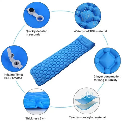 Sleeping Pad Ultralight Inflatable Sleeping Pad for Camping,Ultralight Waterproof Sleeping Mat W/Pillow Hammock Mate air sofa