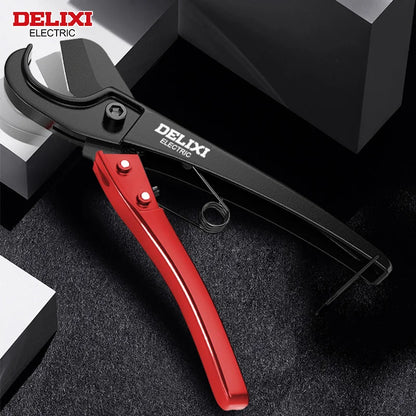 DELIXI ELECTRIC Pipe Cutter，Pipe Scissors SK5 Material Ratchet Cutter PVC/PU/PP/PE Hose Cutting Hand Tool，for Plumber，Homeowners