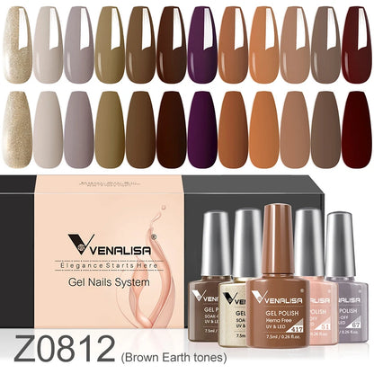 Venalisa Nail Gel Polish Kit Christmas Gift Winter Color Collection Semi Permanent New Learner Nude Pink Nail Varnish Set