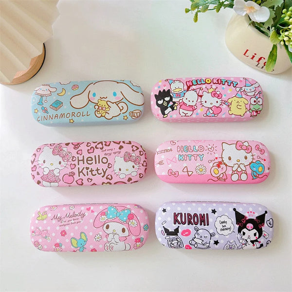 Sanrio Hello Kitty Cinnamoroll Kuromi Glasses Case Myopia Glasses Storage Box Anime Kawaii Cute Creative Travel Portable Girls